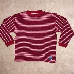 Old Navy Red Waffle Knit Striped Long Sleeve
